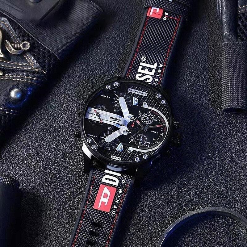 Diesel Mr. Daddy 2.0 Quartz Black Dial Black Nylon Strap Watch For Men - DZ7433 Buy Now By Diesel