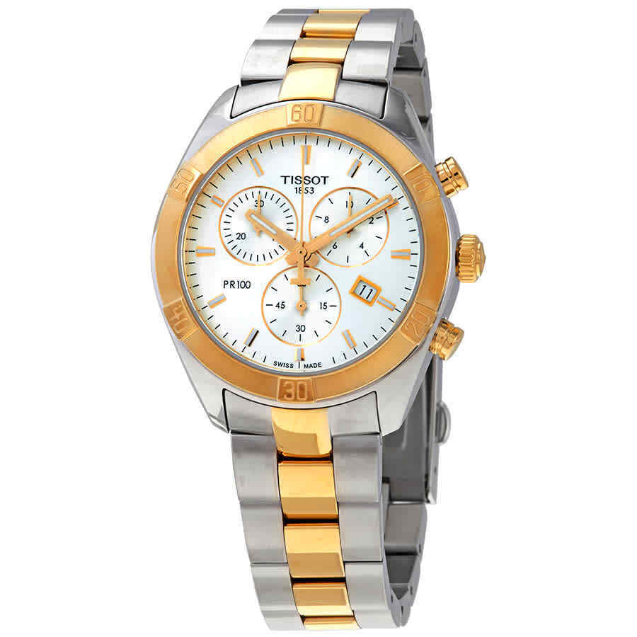 Tissot PR 100 Sport Chic Chronograph Silver Dial Two Tone Steel Strap Watch For Women - T101.917.22.031.00 Buy Now By Tissot