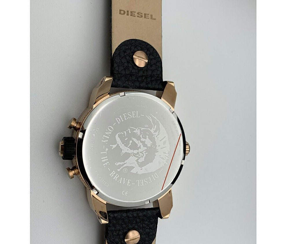 Diesel Little Daddy Black & Gold Dial Black Leather StrapWatch For Men - DZ7282 Buy Now By Diesel