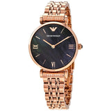 Emporio Armani Gianni T-Bar Black Dial Rose Gold Strap Watch For Women - AR11145 Buy Now By Emporio Armani