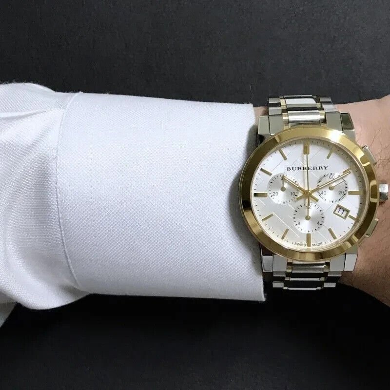 Burberry The City White Dial Two Tone Steel Strap Watch for Men - BU9751 Buy Now By Burberry