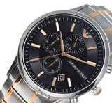 Emporio Armani Renato Chronograph Black Dial Two Tone Steel Strap Watch For Men - AR11165 Buy Now By Emporio Armani