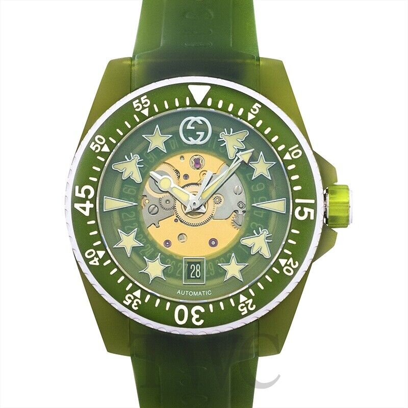 Gucci Dive Automatic Green Dial Green Rubber Strap Unisex Watch - YA136345 Buy Now By Gucci