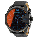 Diesel Mega Chief Chronograph Black Dial Black Leather Strap Watch For Men - DZ4323 Buy Now By Diesel