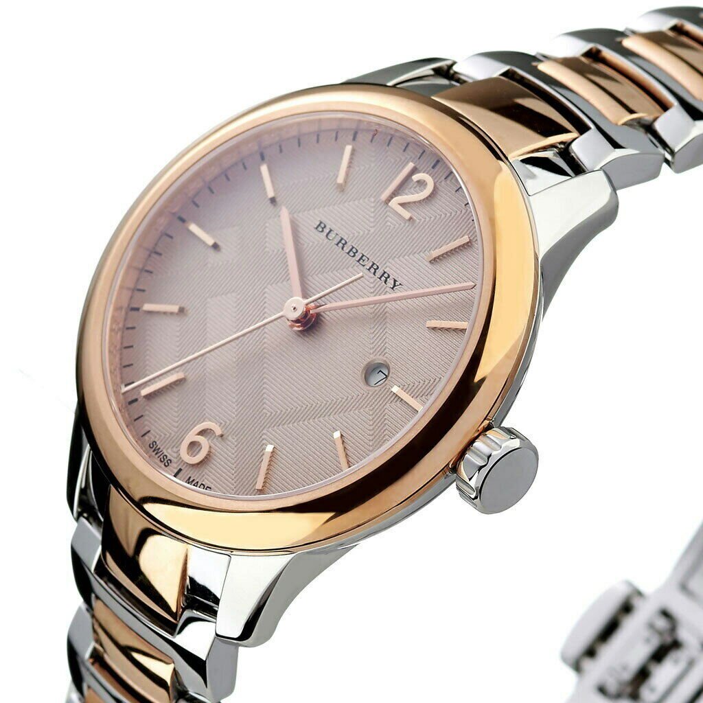 Burberry The Classic Rose Gold Dial Two Tone Steel Strap Watch for Women - BU10117 Buy Now By Burberry