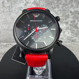 Emporio Armani Luigi Chronograph Black Dial Red Leather Strap Watch For Men - AR1971 Buy Now By Emporio Armani