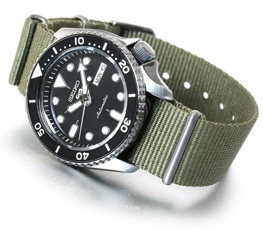 Seiko 5 Sport Automatic Black Dial Green Nylon Strap Watch For Men - SRPD65K4 Buy Now By Seiko