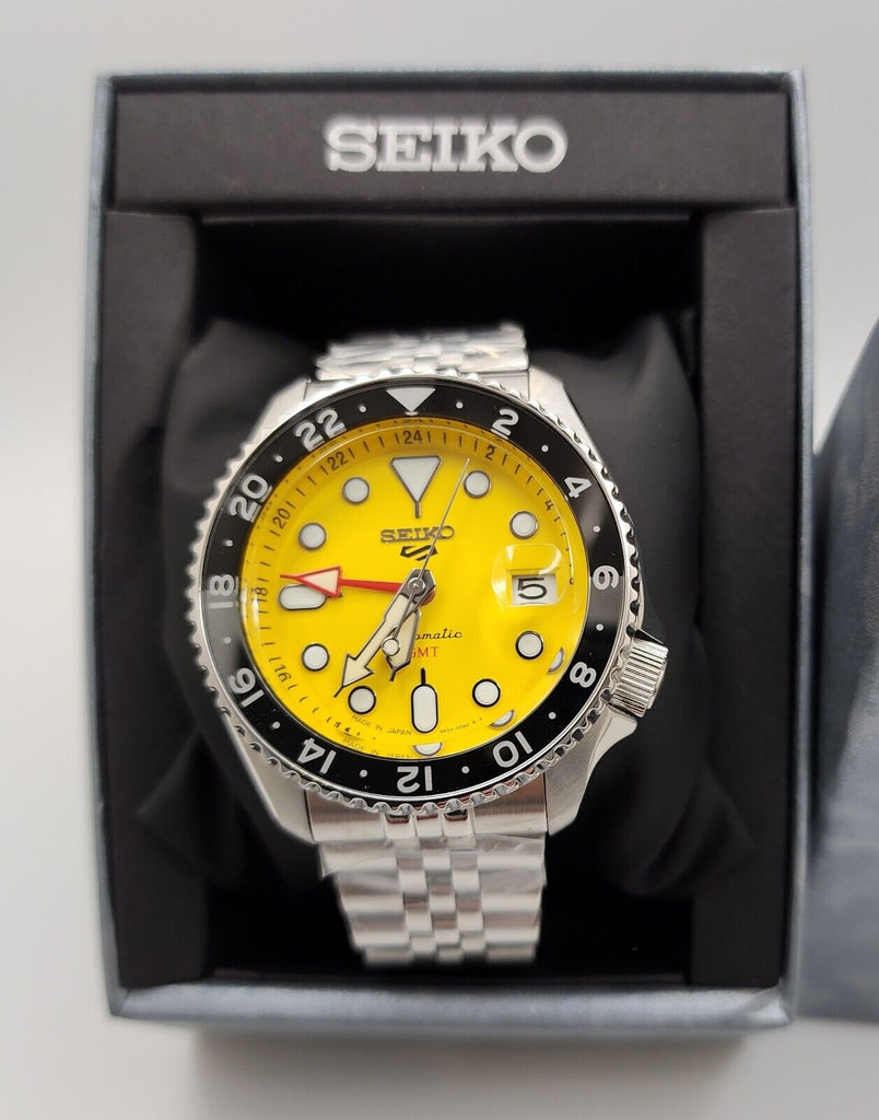 Seiko 5 Sport SKX GMT US Special Creation Automatic Yellow Dial Silver Steel Strap Watch for Men - SSK017K1 Buy Now By Seiko