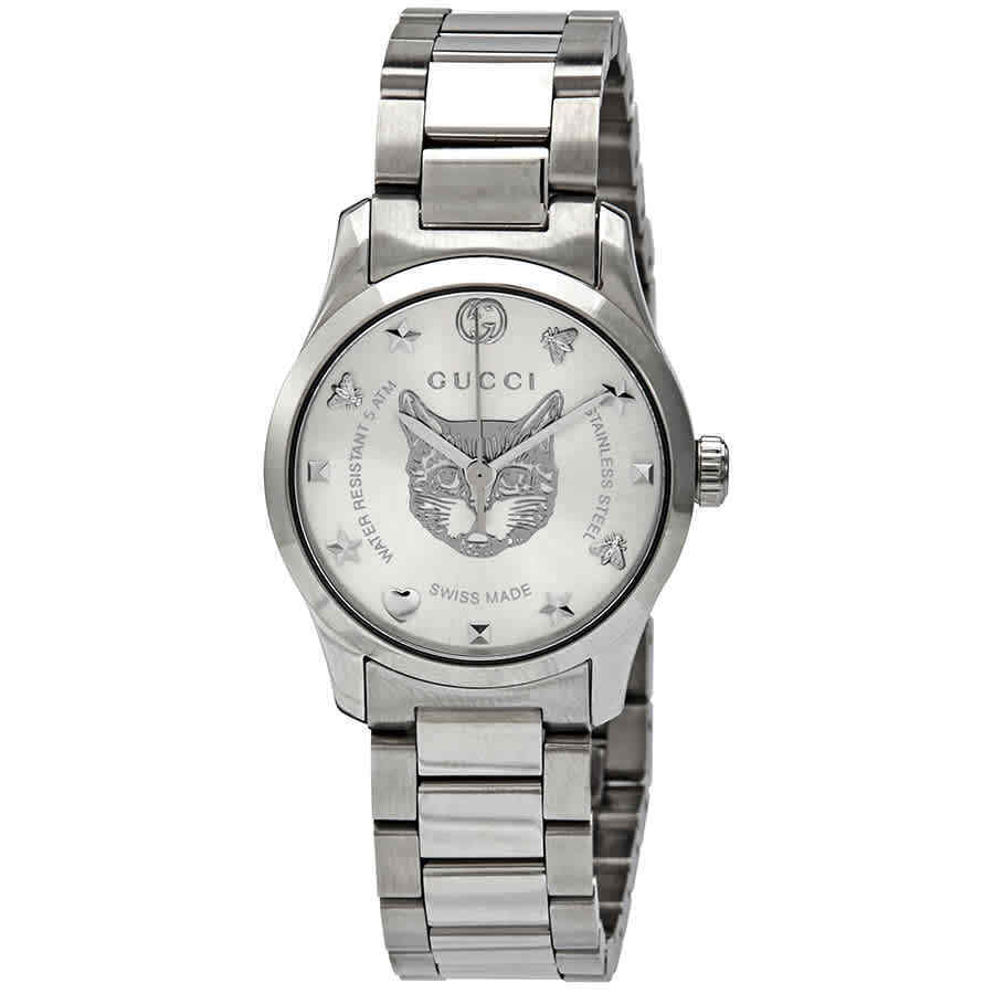 Gucci G Timeless Quartz Silver Dial Silver Steel Strap Watch For Women - YA126595 Buy Now By Gucci