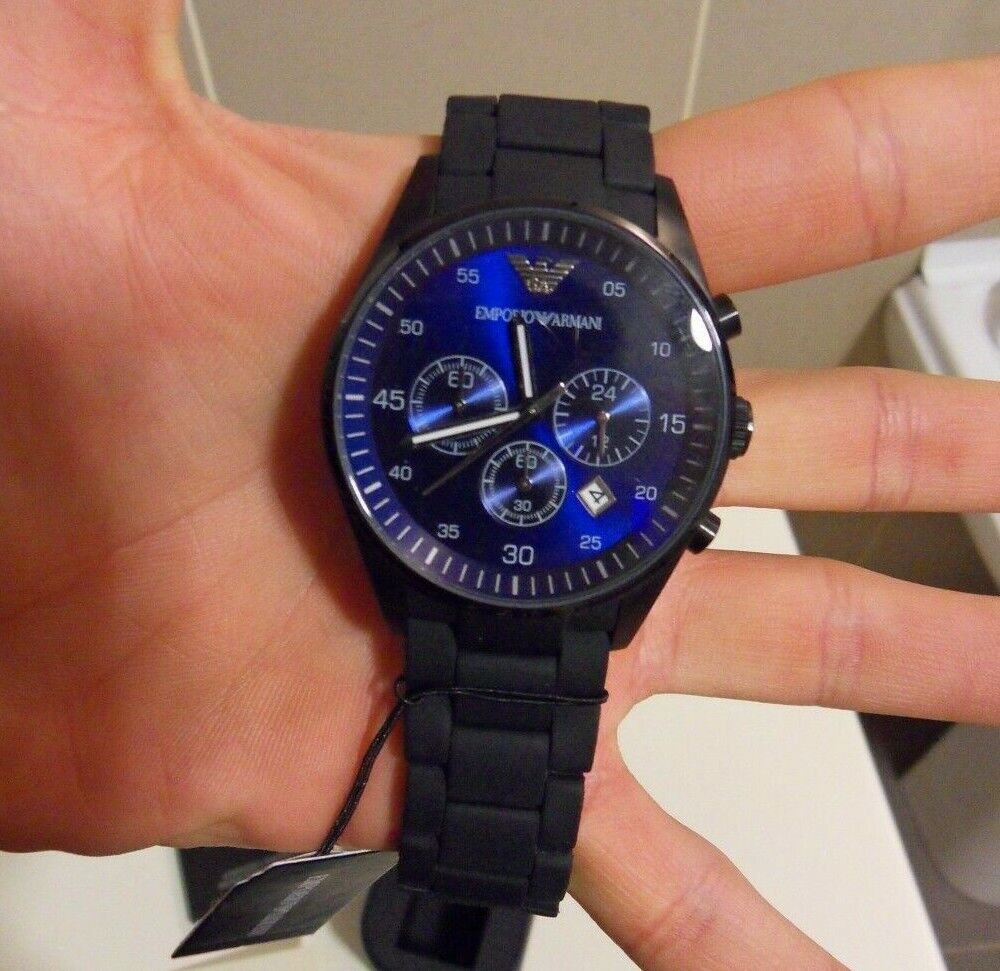 Emporio Armani Sportivo Chronograph Blue Dial Black Strap Watch For Men - AR5921 Buy Now By Emporio Armani