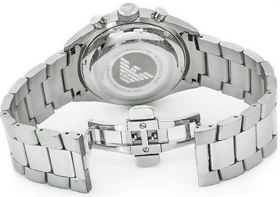 Emporio Armani Sportivo Chronograph Black Dial Silver Stainless Steel Watch For Men - AR0585 Buy Now By Emporio Armani