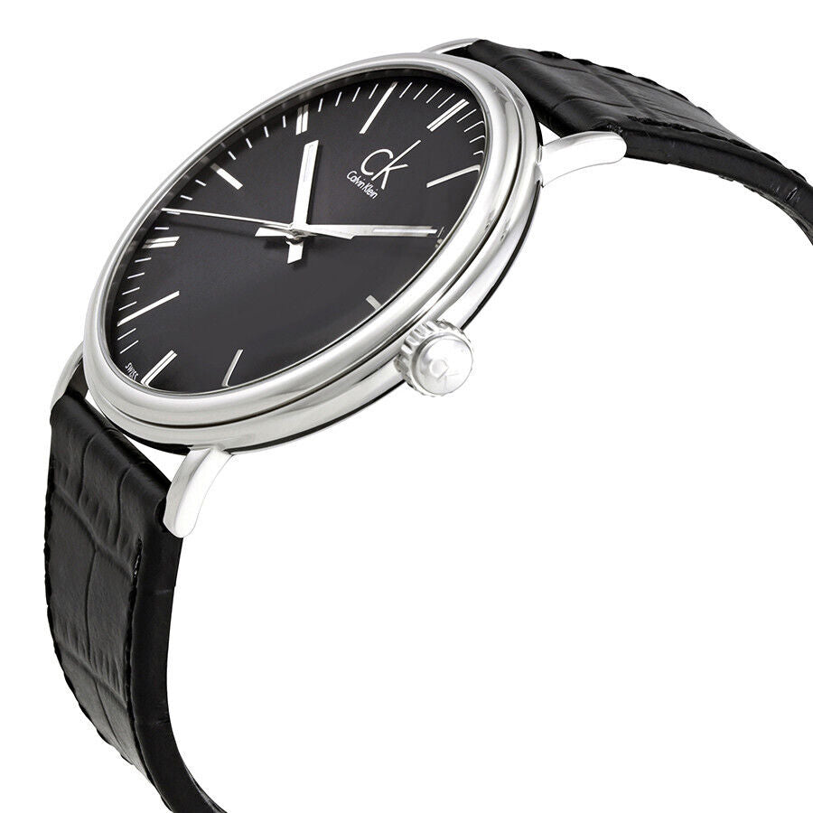 Calvin Klein Surround Black Dial Black Leather Strap Watch for Men - K3W211C1 Buy Now By Calvin Klein