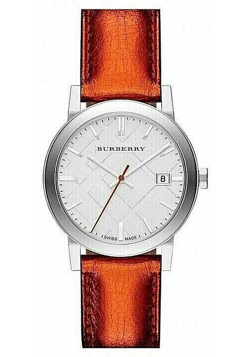 Burberry The City Silver Dial Orange Leather Strap Watch for Women - BU9121 Buy Now By Burberry