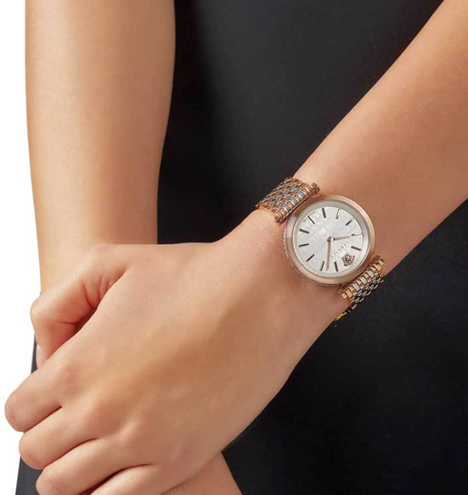 Versace V-Twist White Dial Two Tone Mesh Bracelet Watch for Women - VELS00719 Buy Now By Versace