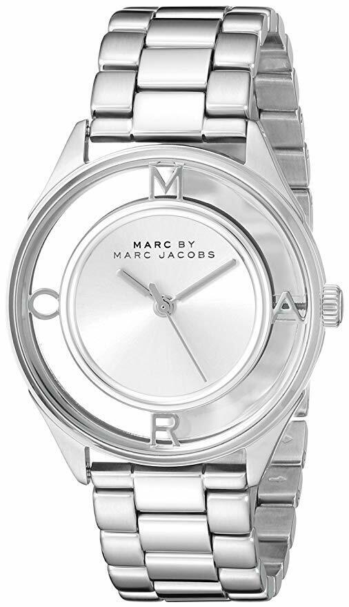 Marc Jacobs Tether Transparent Silver Dial Silver Steel Strap Watch for Women - MBM3412 Buy Now By Marc Jacobs