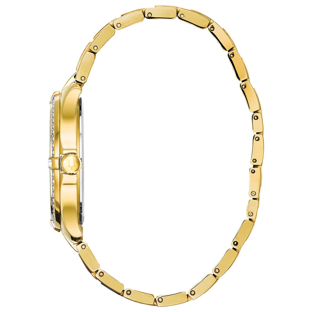 Bulova Crystal Collection Silver Crystal Dial Gold Steel Strap Watch for Women - 98L228 Buy Now By Bulova