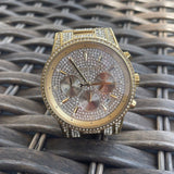 Michael Kors Ritz Three-Hand Glitz Crystals Gold Dial Gold Steel Strap Watch for Women - MK6747 Buy Now By Michael Kors