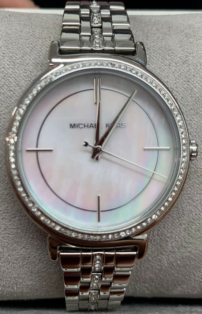 Michael Kors Cinthia White Mother of Pearl Dial Silver Steel Strap Watch for Women for Women - MK3641 Buy Now By Michael Kors