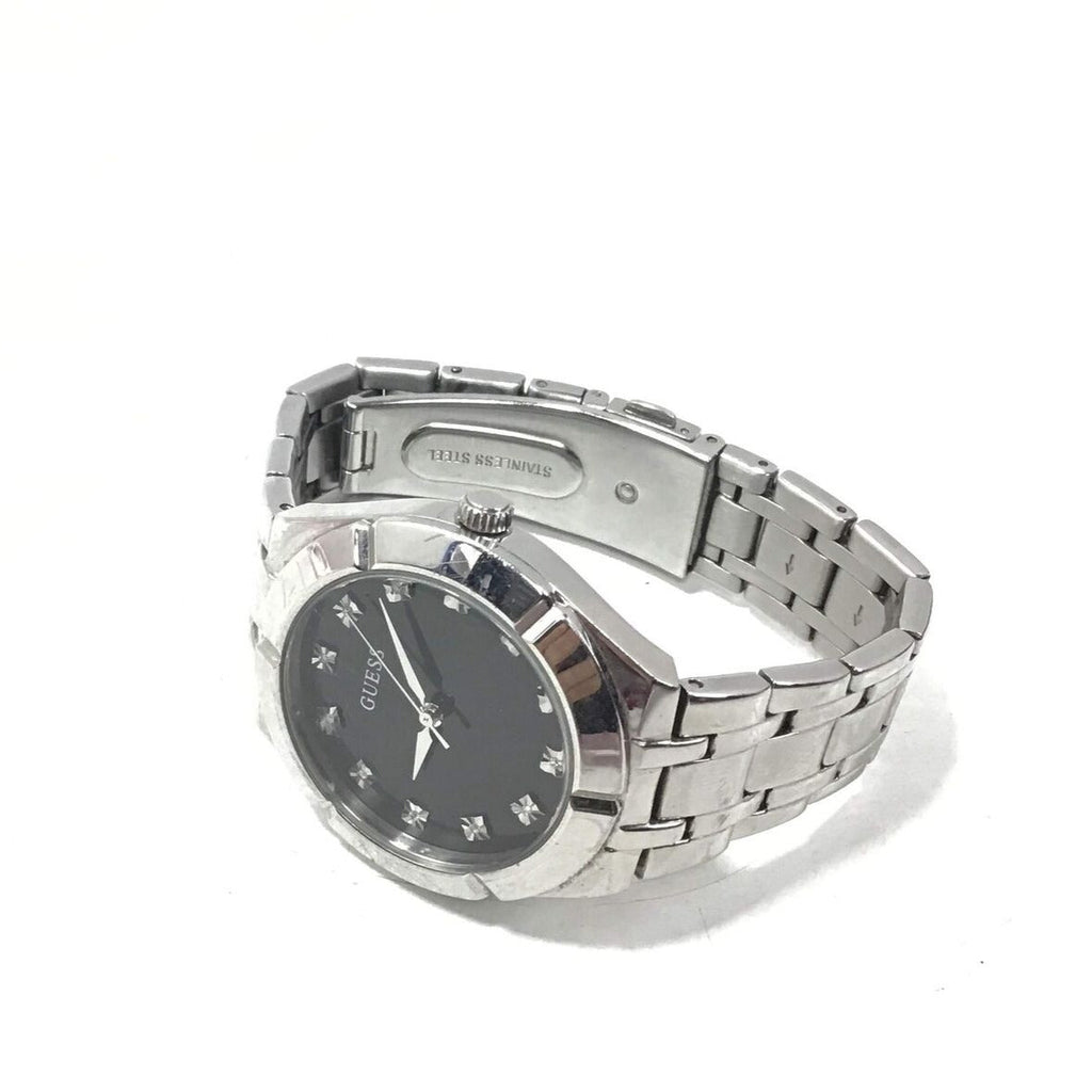 Guess Crystalline Diamonds Black Dial Silver Steel Strap Watch for Women - GW0114L1 Buy Now By Guess