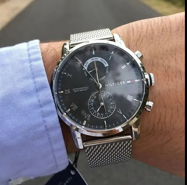 Tommy Hilfiger Kane Black Dial Silver Mesh Bracelet Watch for Men - 1710402 Buy Now By Tommy Hilfiger