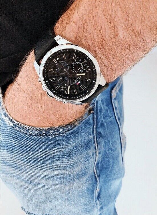 Tommy Hilfiger Decker Black Dial Black Leather Strap Watch for Men - 1791563 Buy Now By Tommy Hilfiger