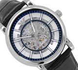 Emporio Armani Luigi Silver Skeleton Dial Black Leather Strap Watch For Men - AR1981 Buy Now By Emporio Armani