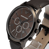 Emporio Armani Sportivo Black Dial Brown Leather Strap Watch For Men - AR2462 Buy Now By Emporio Armani
