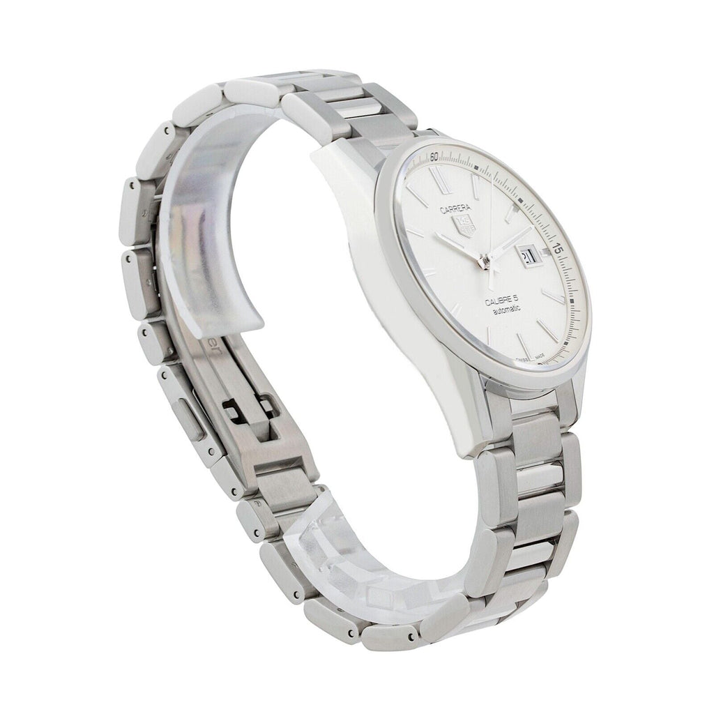 Tag Heuer Carrera Automatic Caliber 5 White Dial Silver Steel Strap Watch for Men - WAR211B.BA0782 Buy Now By Tag Heuer