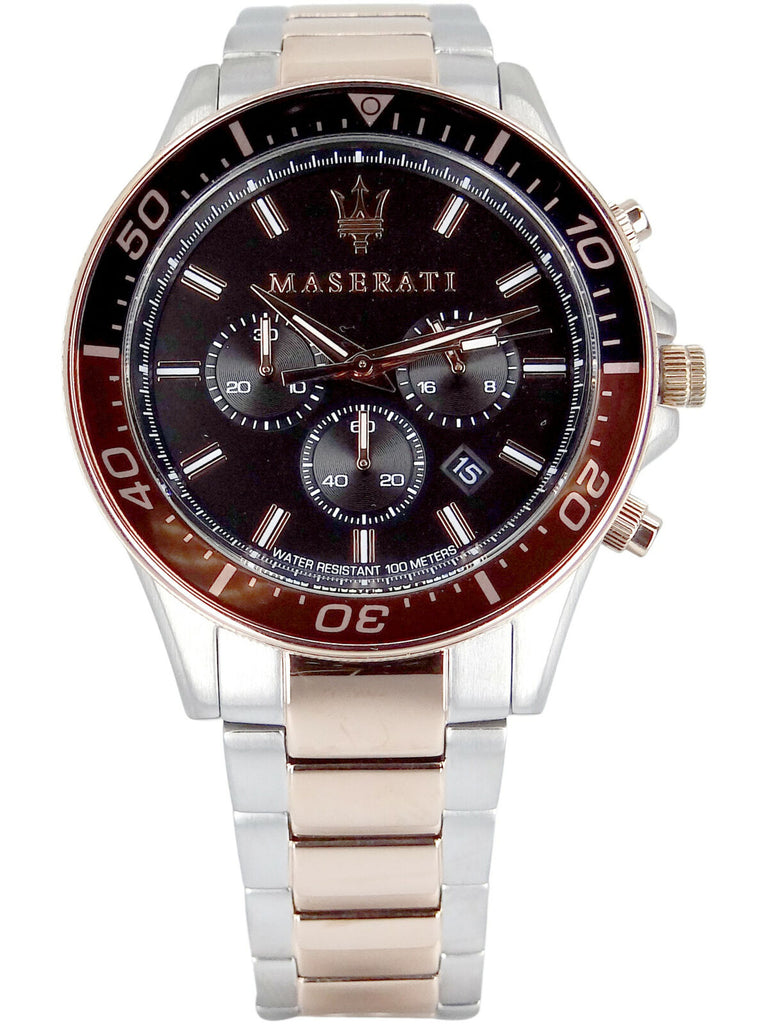 Maserati SFIDA Chronograph Black Dial Two Tone Steel Strap Watch For Men - R8873640009 Buy Now By Maserati