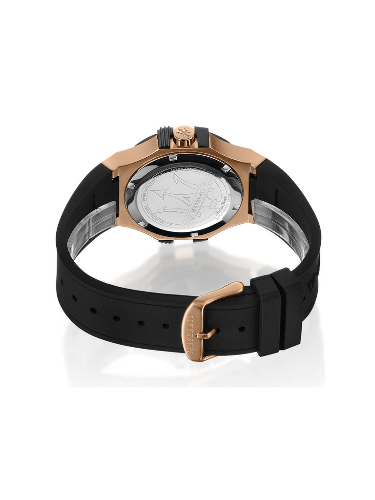 Maserati Potenza Black & Rose Gold Dial Black Rubber Strap Watch For Men - R8851108002 Buy Now By Maserati