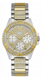 Guess Frontier Chronograph Crystals Gold Dial Two Tone Steel Strap Watch For Women - W1156L5 Buy Now By Guess