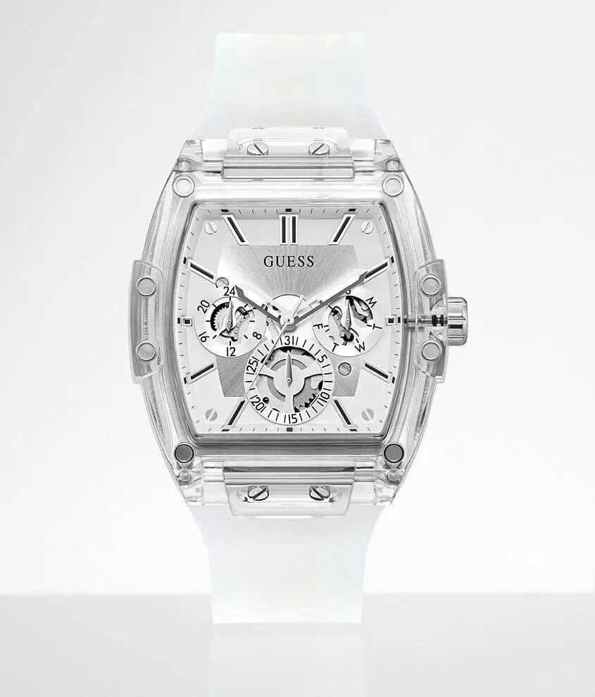 Guess Phoenix Multi Function Silver Dial White Rubber Strap Watch for Men - GW0203G1 Buy Now By Guess