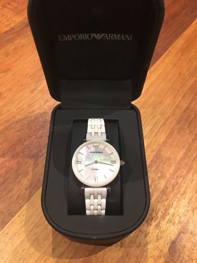 Emporio Armani Giannti T Bar Quartz Mother of Pearl Dial White Steel Strap Watch For Women - AR1485 Buy Now By Emporio Armani