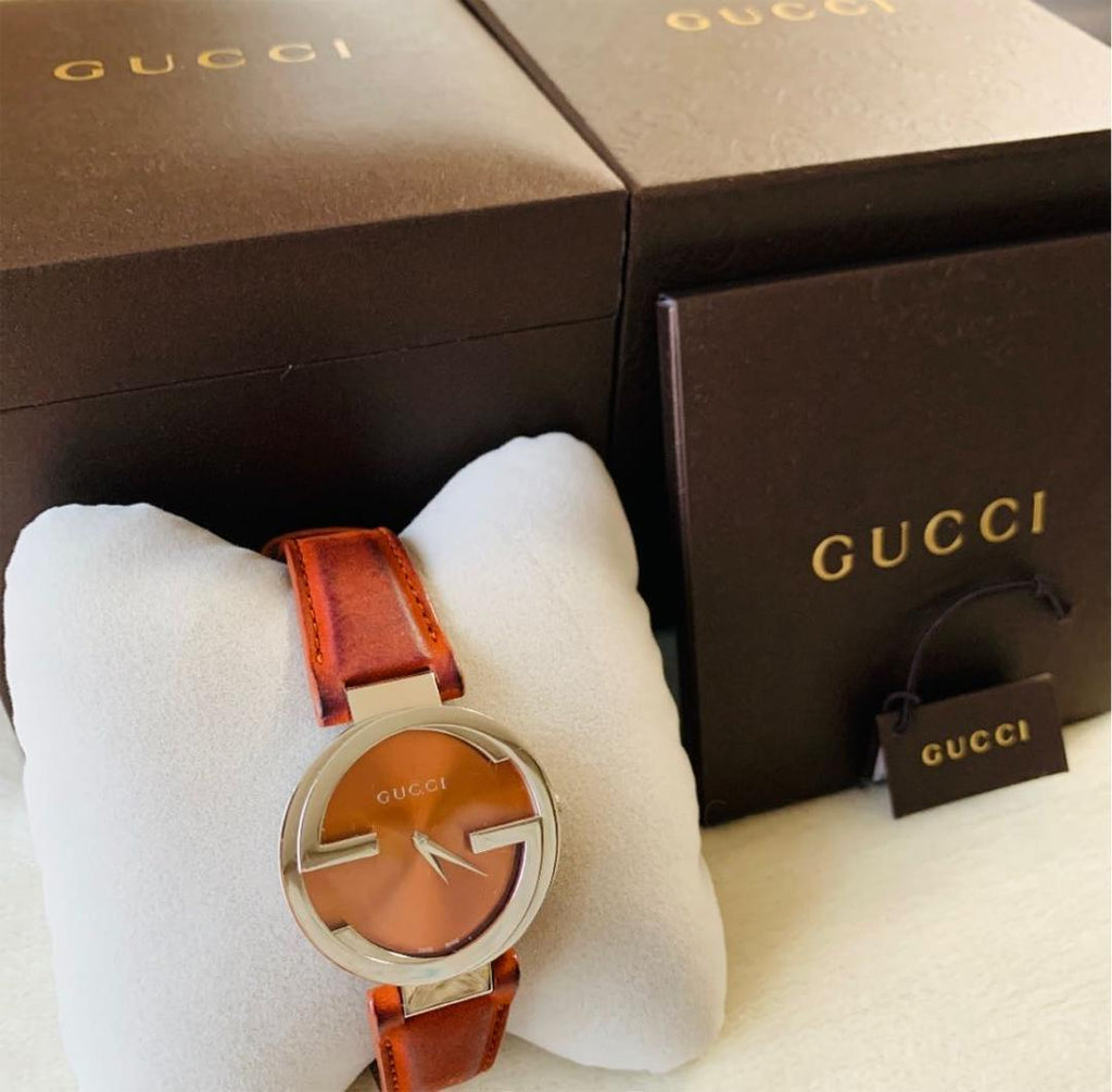 Gucci Interlocking G Quartz Orange Dial Orange Leather Strap Watch For Women - YA133316 Buy Now By Gucci