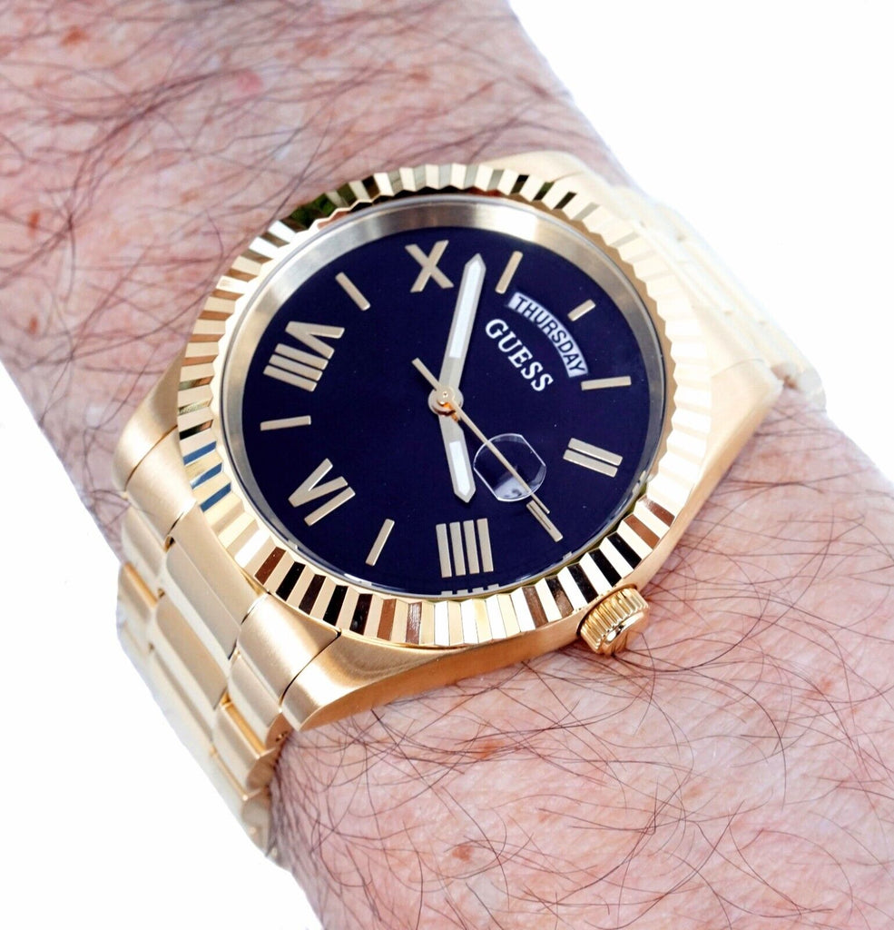 Guess Connoisseur Black Dial Gold Steel Strap Watch for Men - GW0265G3 Buy Now By Guess