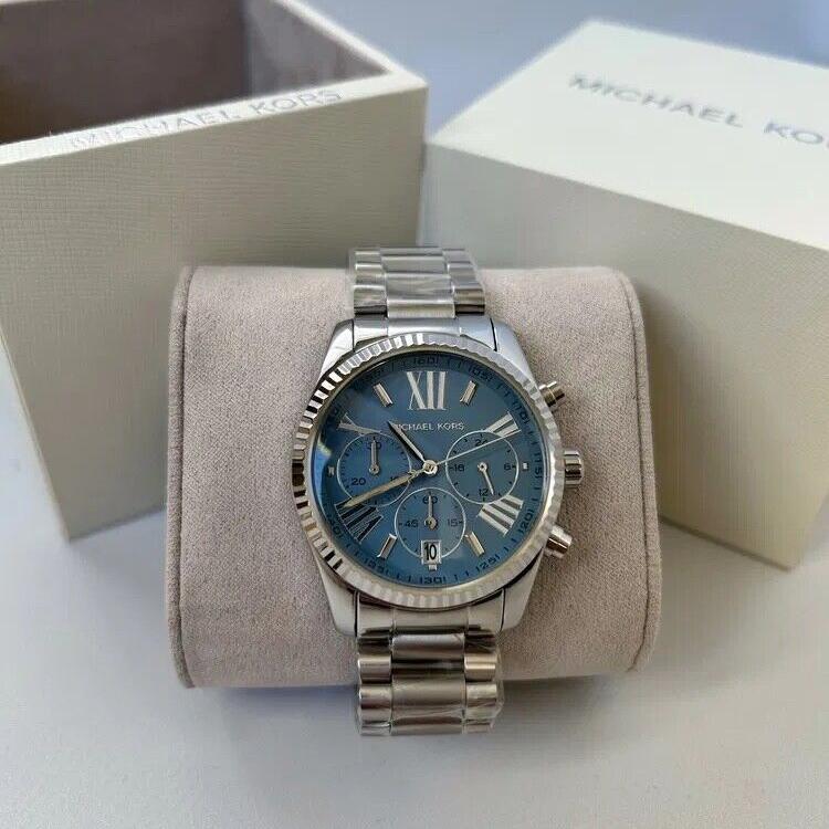 Michael Kors Lexington Chronograph Blue Dial Silver Steel Strap Watch For Women - MK7215 Buy Now By Michael Kors