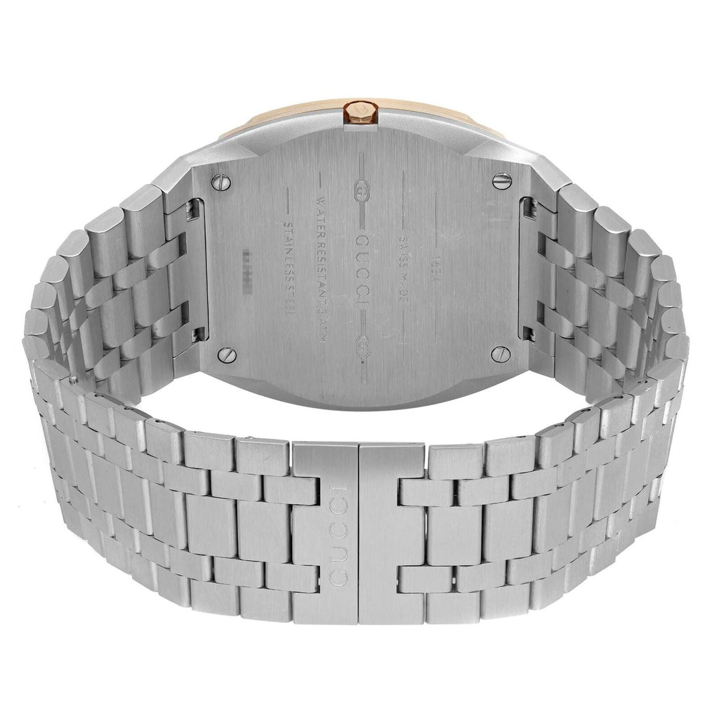 Gucci 25H Quartz Gold Dial Silver Steel Strap Watch for Men - YA163405 Buy Now By Gucci