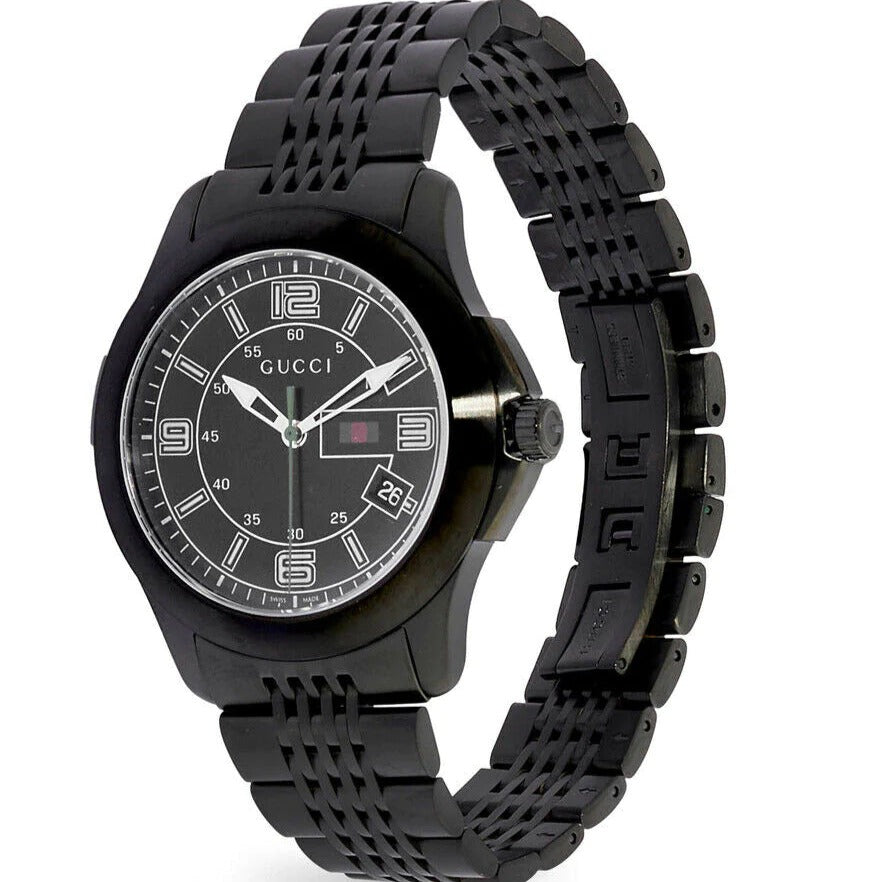 Gucci G Timeless Black Dial Black Steel Strap Watch For Men - YA126202 Buy Now By Gucci