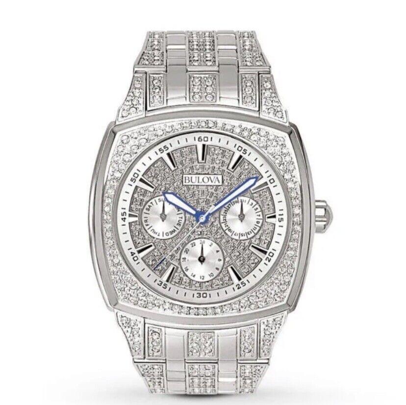 Bulova Crystal Collection Phantom Silver Dial Silver Steel Strap Watch for Men - 96C002 Buy Now By Bulova