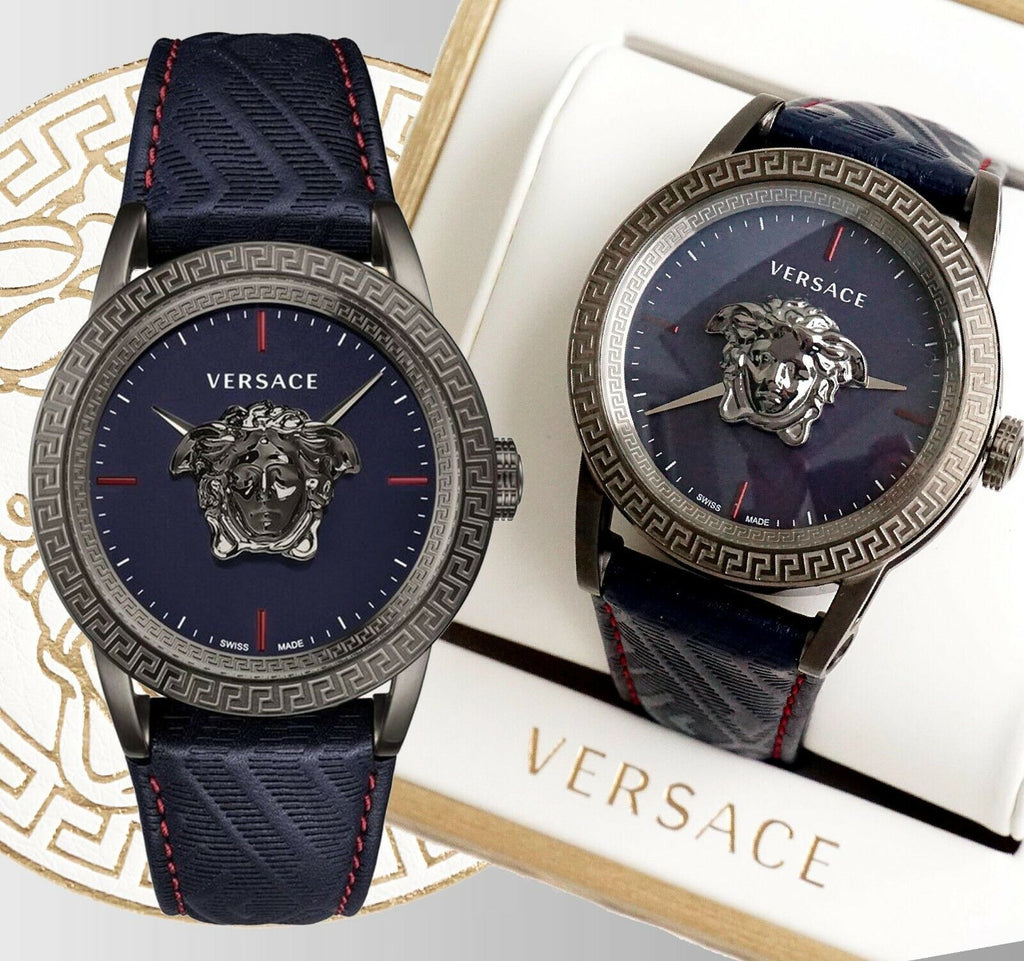 Versace Palazzo Empire Blue Dial Blue Leather Strap Watch for Men - VERD00118 Buy Now By Versace