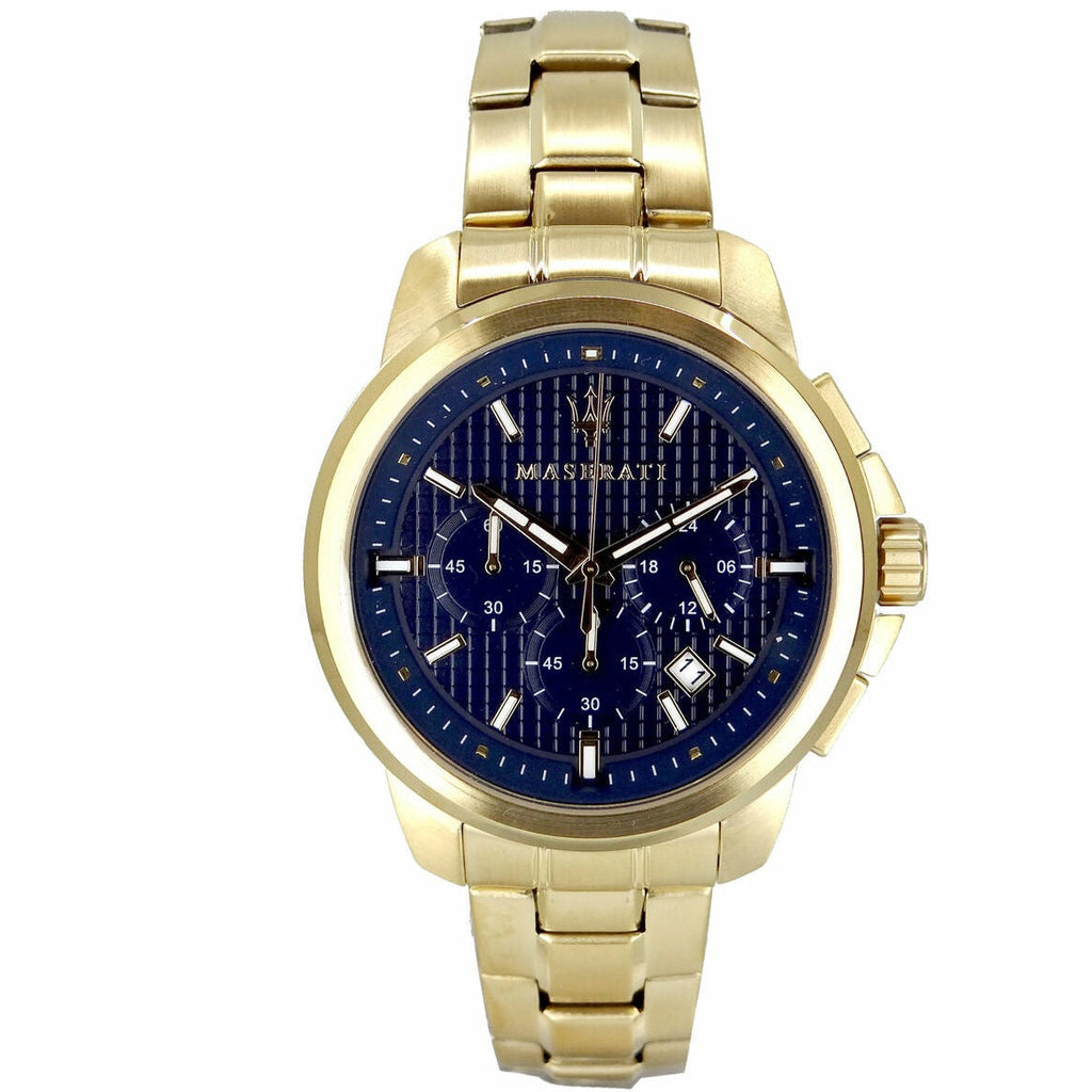 Maserati Successo Chronograph Blue Dial Gold Steel Strap Watch For Men - R8873621021 Buy Now By Maserati