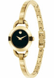 Movado Rondiro 22mm Black Dial Yellow Gold Steel Strap Watch For Women - 0606888 Buy Now By Movado