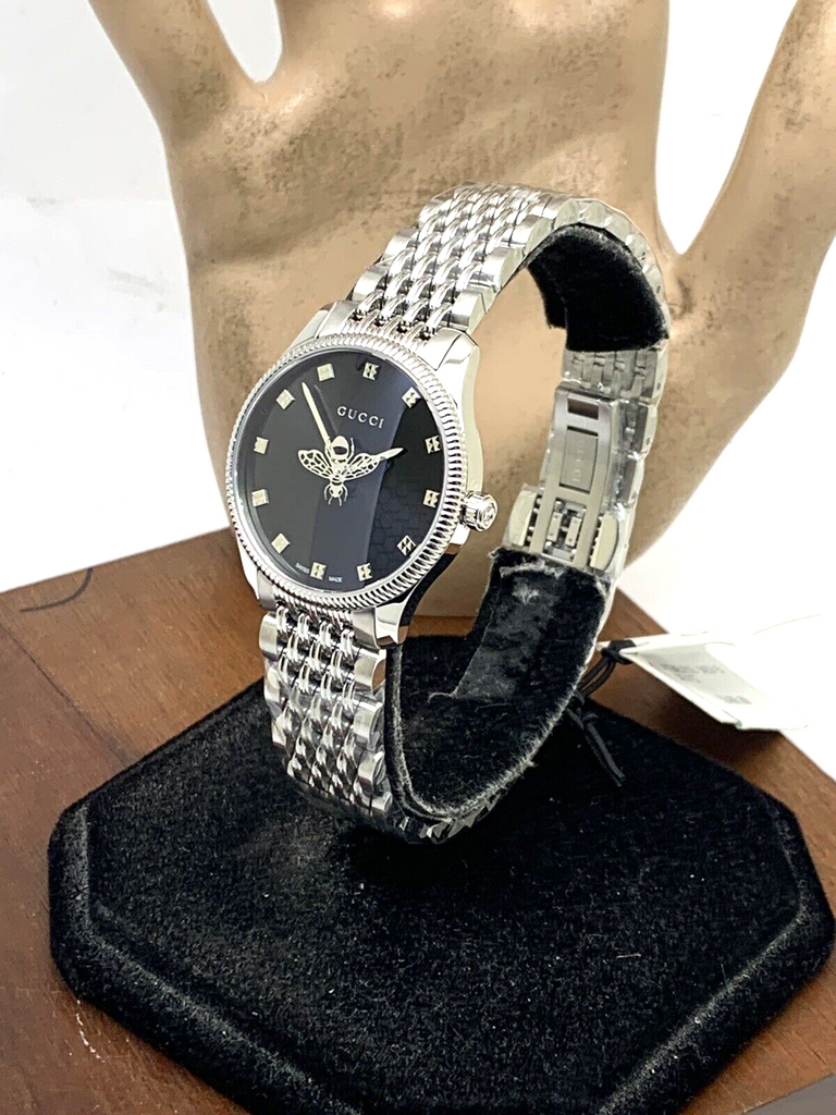 Gucci G Timeless Quartz Black Dial Silver Steel Strap Watch For Women - YA1265020 Buy Now By Gucci