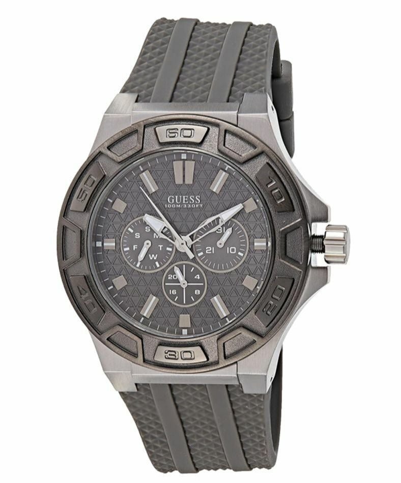 Guess Force Grey Dial Grey Rubber Strap Watch For Men - W0674G8 Buy Now By Guess