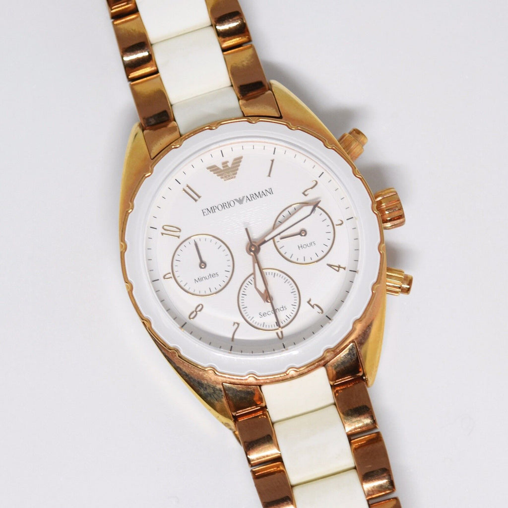 Emporio Armani Sportivo White Dial Rose Gold & White Steel Strap Watch For Women - AR5942 Buy Now By Emporio Armani