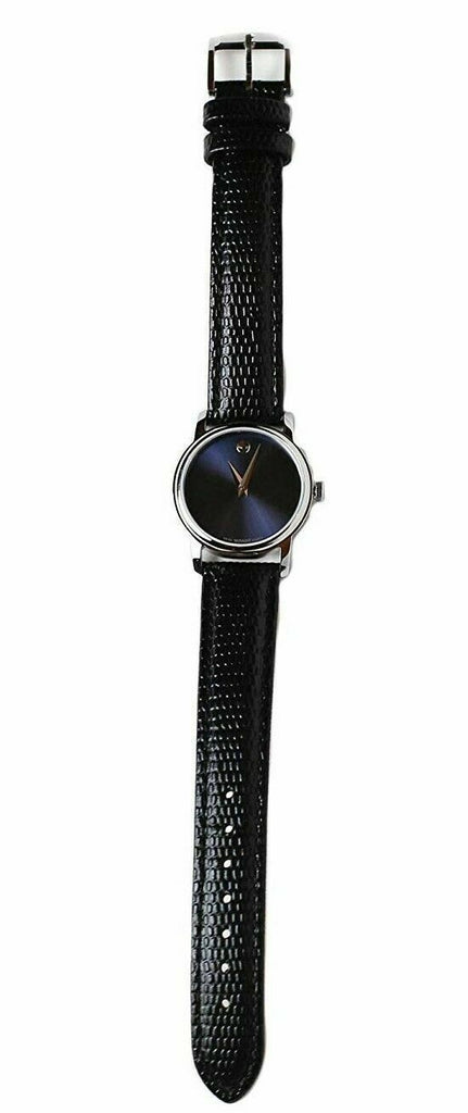 Movado Museum Blue Dial Black Leather Strap Watch For Women - 2100010 Buy Now By Movado