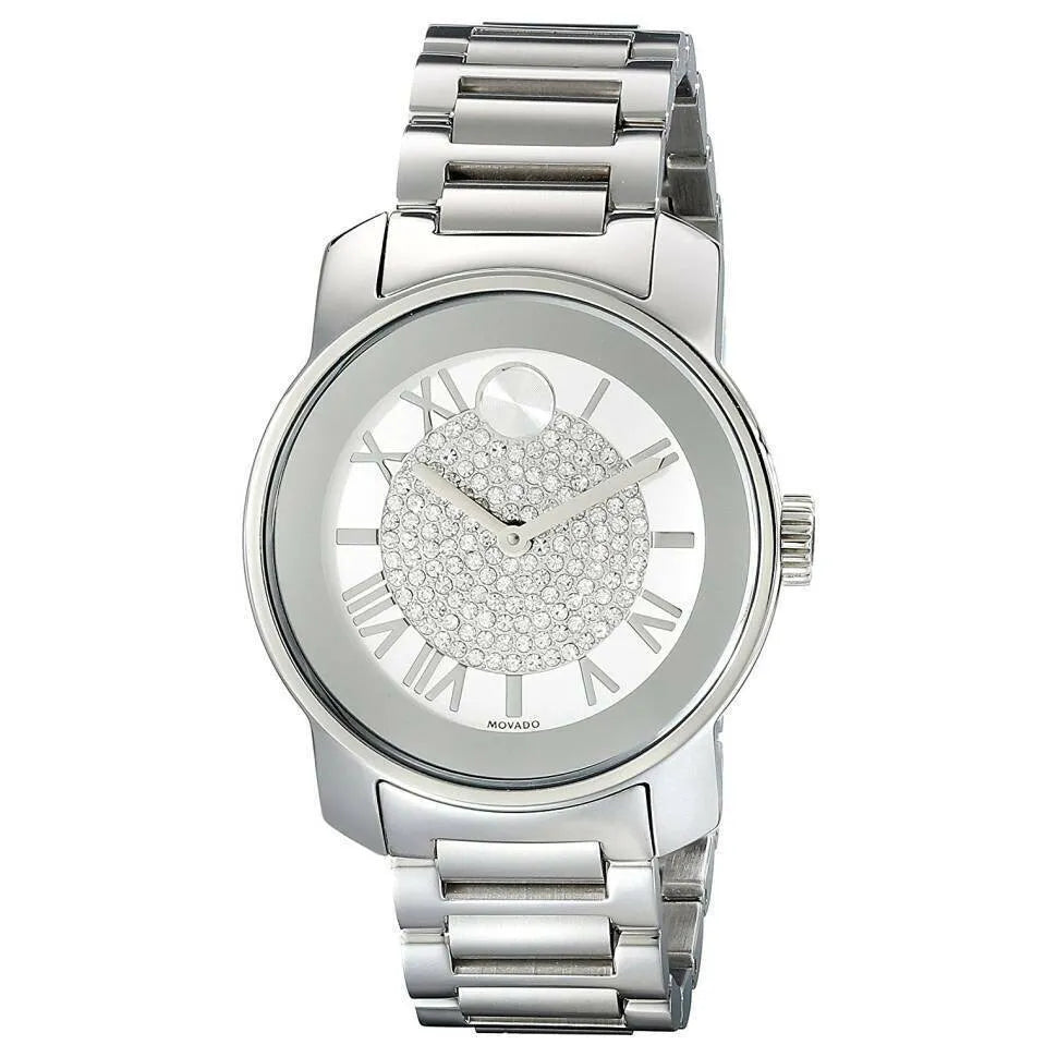 Movado Bold Crystal Pave Silver Dial Silver Steel Strap Watch for Women - 3600254 Buy Now By Movado