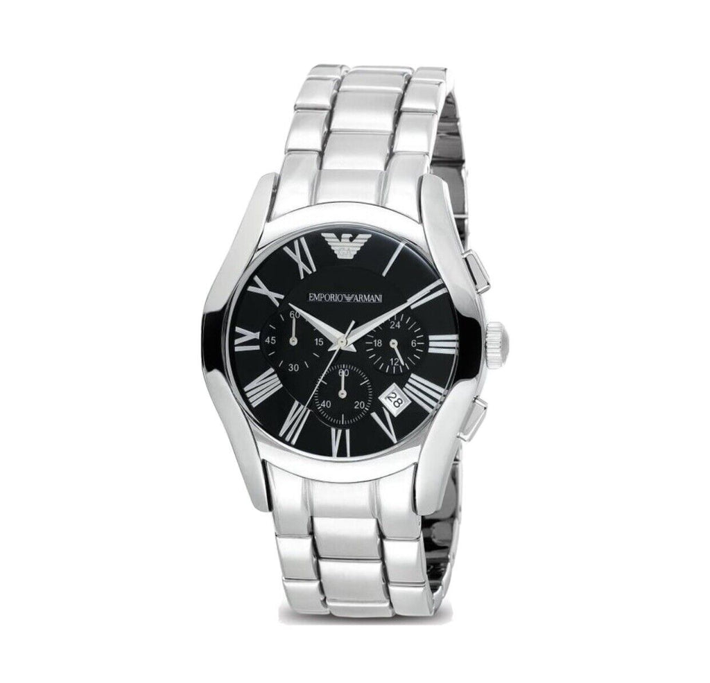 Emporio Armani Valente Chronograph Black Dial Silver Stainless Steel Watch For Men - AR0673 Buy Now By Emporio Armani