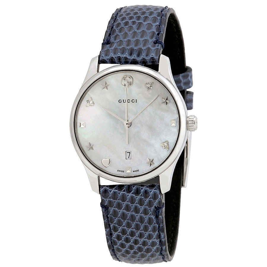 Gucci G-Timeless Signature Mother of Pearl Star Dial Blue Watch For Women - YA126588 Buy Now By Gucci