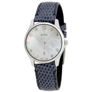 Gucci G-Timeless Signature Mother of Pearl Star Dial Blue Watch For Women - YA126588 Buy Now By Gucci